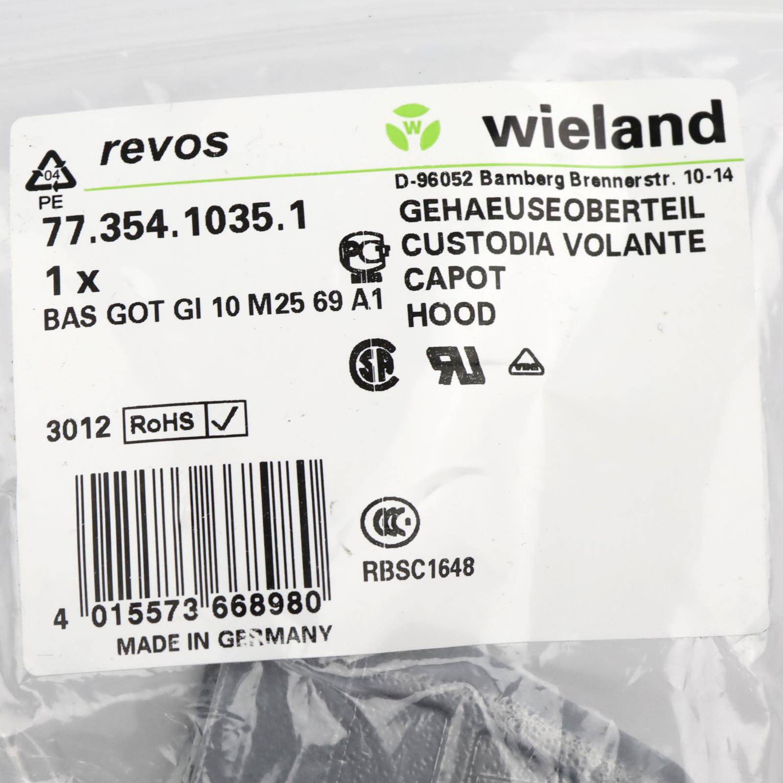 Wieland Gehäuseoberteil BAS GOT GI 10 M25 69 A1 77.354.1035.1 OVP-1