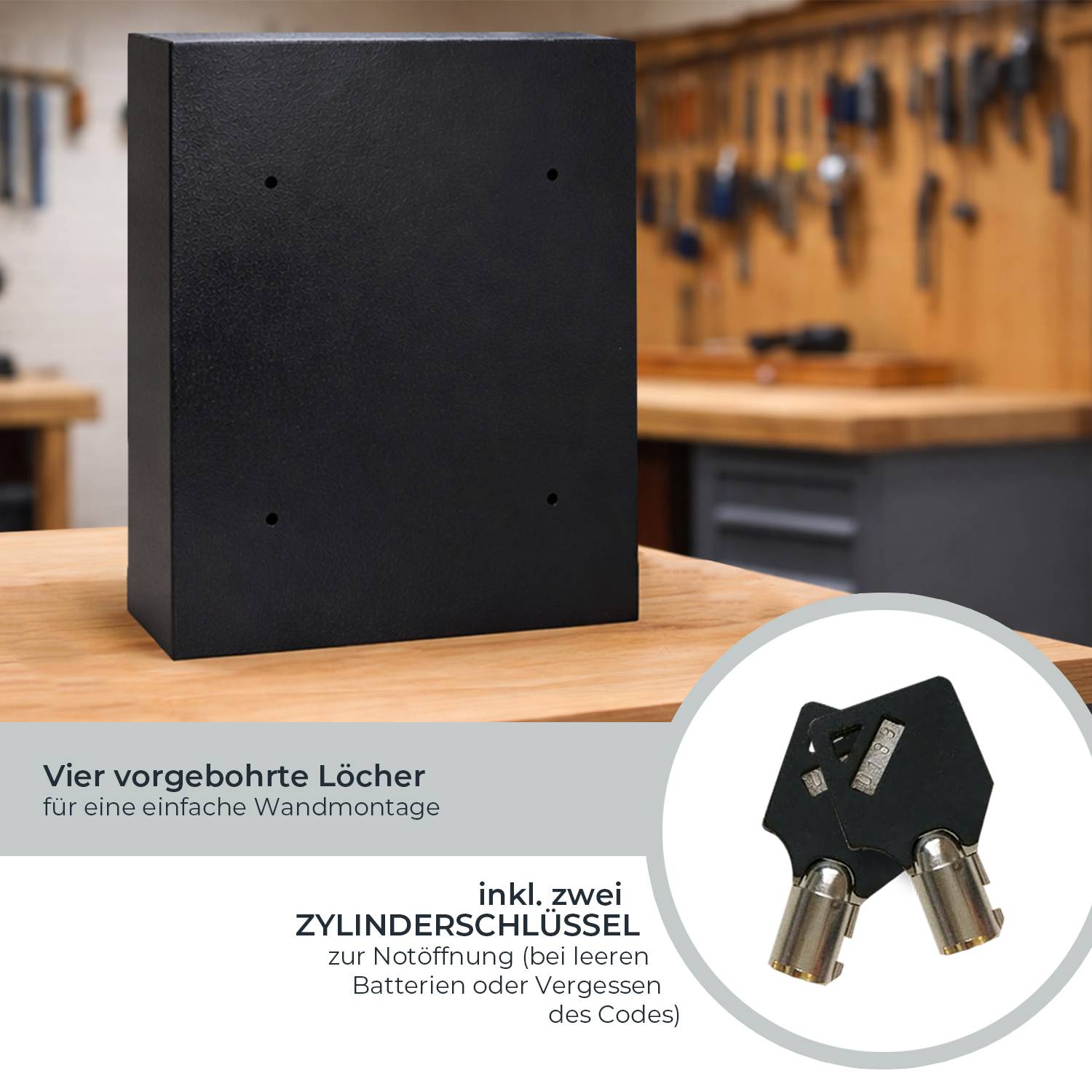 HMF Schlüsseltresor mit Zahlencode, Schlüsselsafe mit Elektronikschloss, 100 Haken, 66,5 x 43 x 13 cm, Schwarz-3