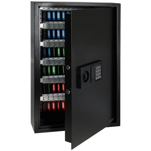 HMF Schlüsseltresor mit Zahlencode, Schlüsselsafe mit Elektronikschloss, 133 Haken, 66,5 x 43 x 13 cm, Anthrazit