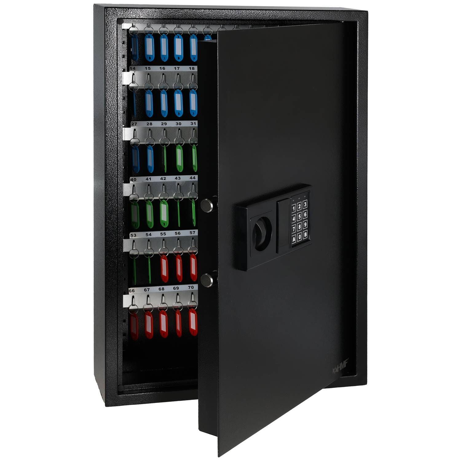 HMF Schlüsseltresor mit Zahlencode, Schlüsselsafe mit Elektronikschloss, 133 Haken, 66,5 x 43 x 13 cm, Anthrazit-0