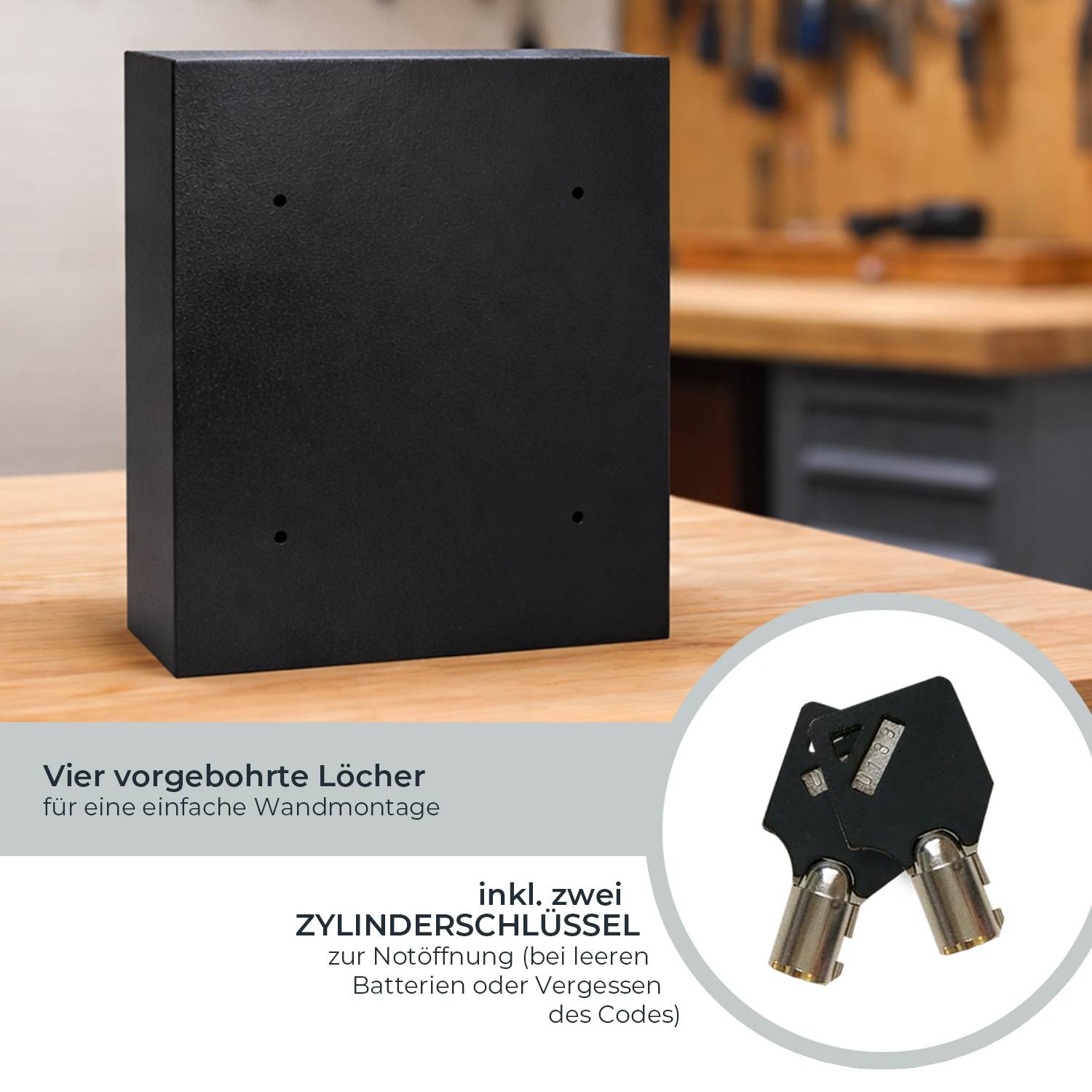 HMF Schlüsseltresor mit Zahlencode, Schlüsselsafe mit Elektronikschloss, 48 Haken, 36 x 30 x 10 cm, Schwarz-3