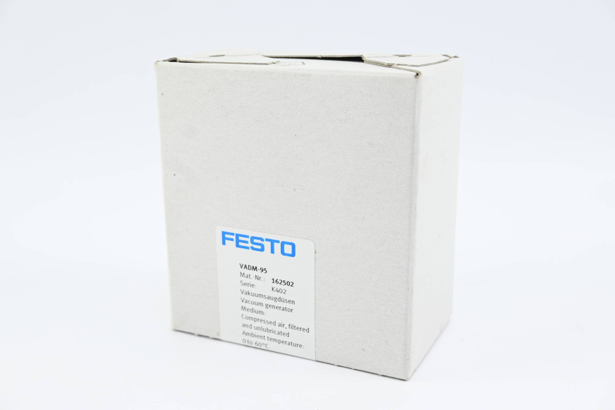 FESTO Vakuumsaugdüse VADM-95 162502 26.4 V/DC G 1/8, Schalldämpfer Nennweite (Details) 0.95 mm Gehäusematerial Aluminium-0