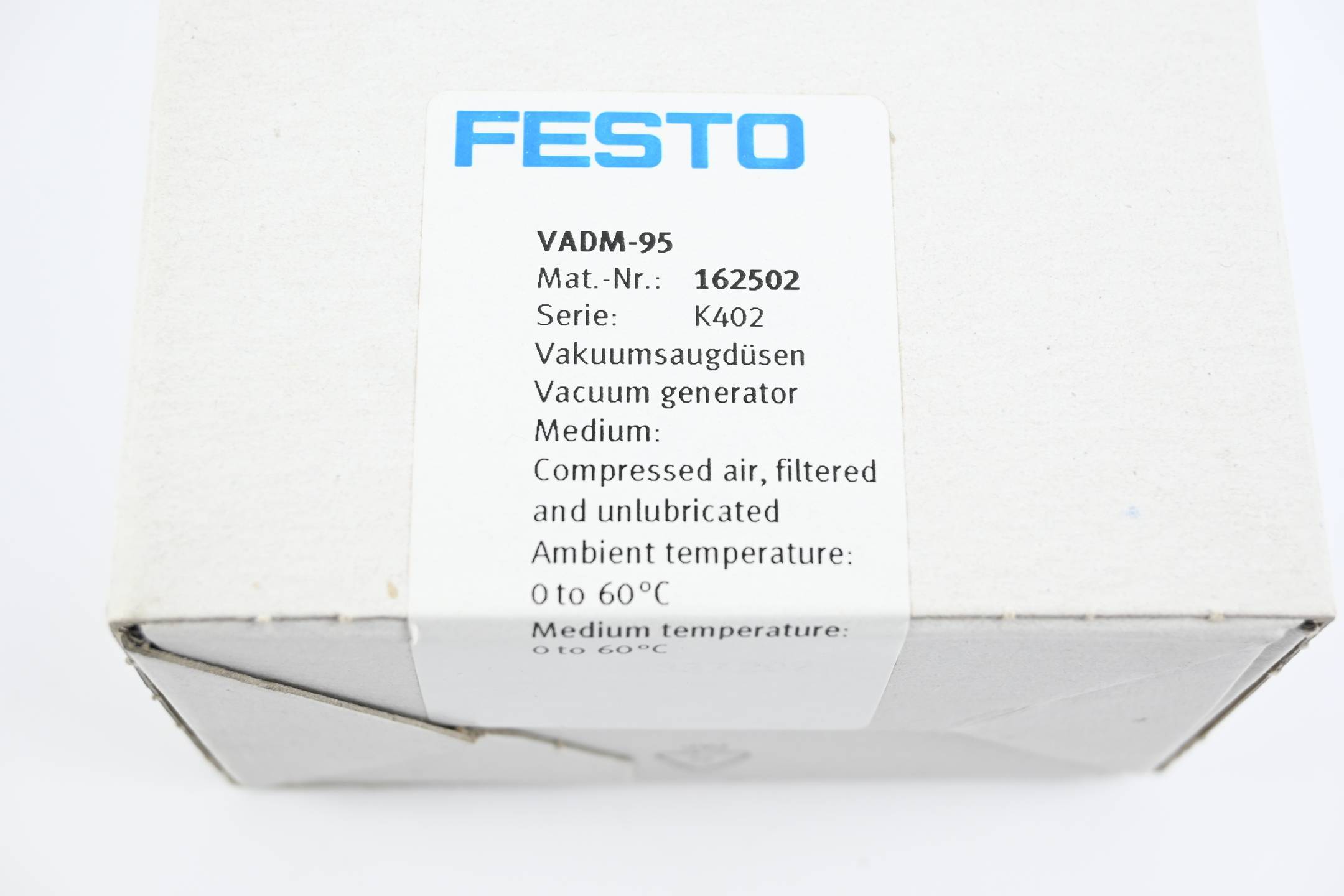 FESTO Vakuumsaugdüse VADM-95 162502 26.4 V/DC G 1/8, Schalldämpfer Nennweite (Details) 0.95 mm Gehäusematerial Aluminium-2