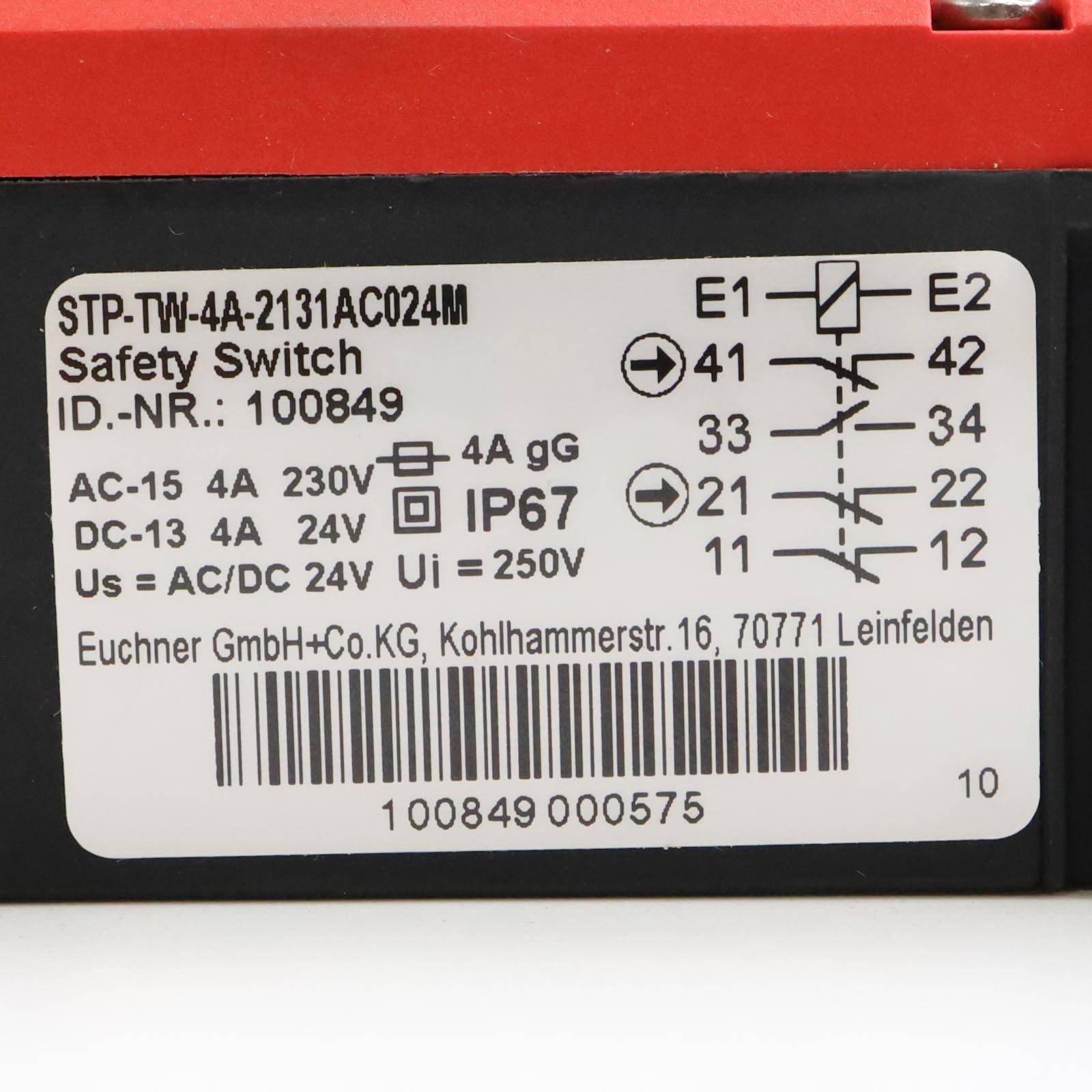 Euchner Sicherheitsschalter STP-TW-4A-2131AC024M 100849 OVP-2