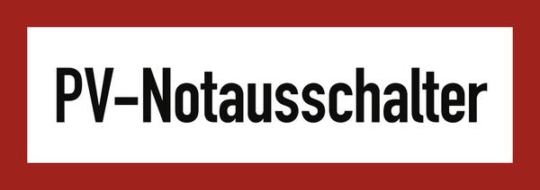 Schild PV-Notausschalter, Alu, 297x105 mm