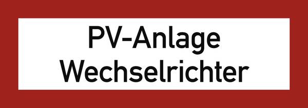 Aufkleber PV-Anlage Wechselrichter, Folie, 297x105 mm