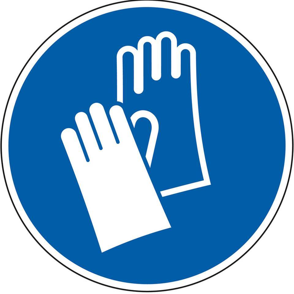 Gebotsschild Handschutz benutzen, Folie, selbstklebend, Ø 50mm, 10/Bogen, ASR A1.3, DIN EN ISO 7010 M009-0