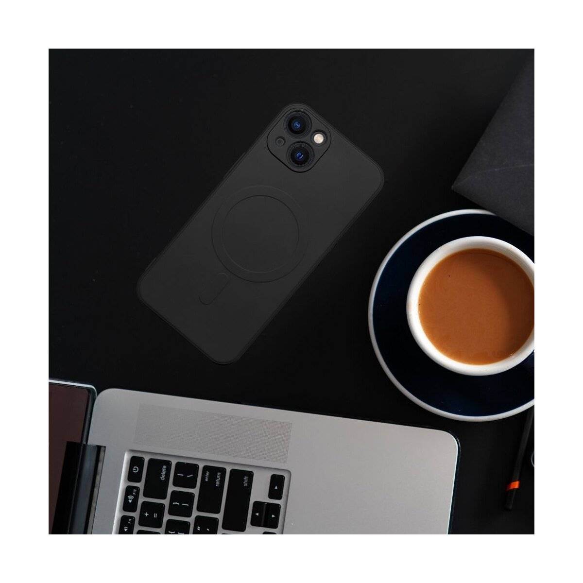 Silicone Mag Cover Magnet Hülle Schwarz Kompatibel mit Apple iPhone 17 Pro Max-2