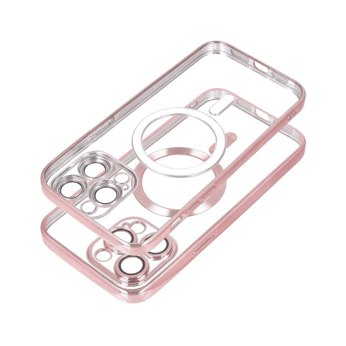 Electro Mag Cover Handyhülle Modern Teiltransparent Rosagold mit Magnetring Kompatibel mit Apple iPhone 17 Pro-1
