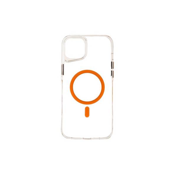 Anti-Shock Handyhülle mit Magnetfunktion Kompatibel mit iPhone 15 Plus Transparent-Orange