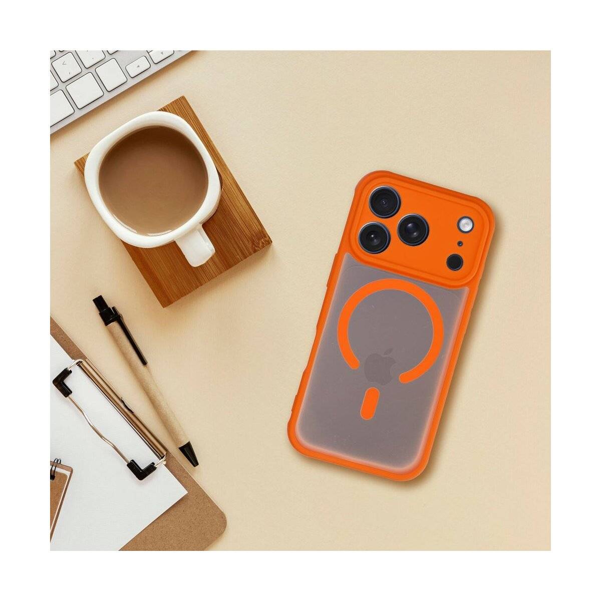 Full Matte Mag Handyhülle Kompatibel mit iPhone 17 Pro hermes orange Magnetisch Matt Schutz Stoßfest-2