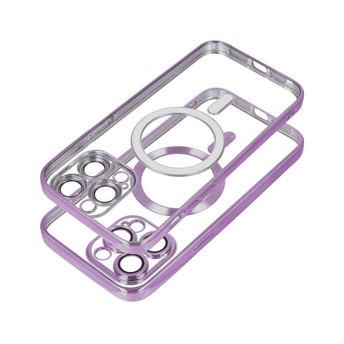 Electro Mag Cover Handyhülle Modern Teiltransparent Lila mit Magnetring Kompatibel mit Apple iPhone 17 Pro-1