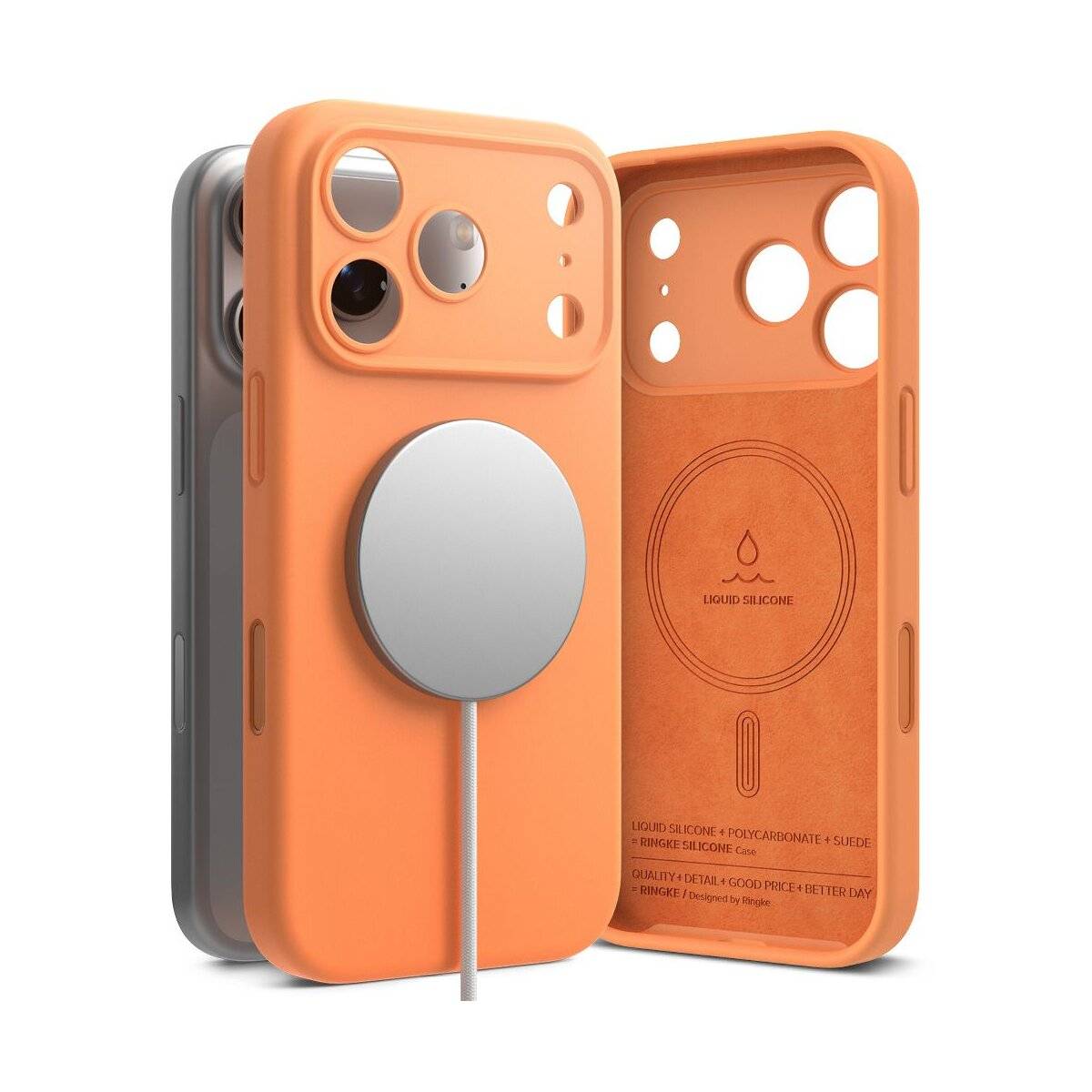 Ringke Silikon Magnetische magnetisch Hülle Kompatibel mit iPhone 17 Pro Max Orange-0