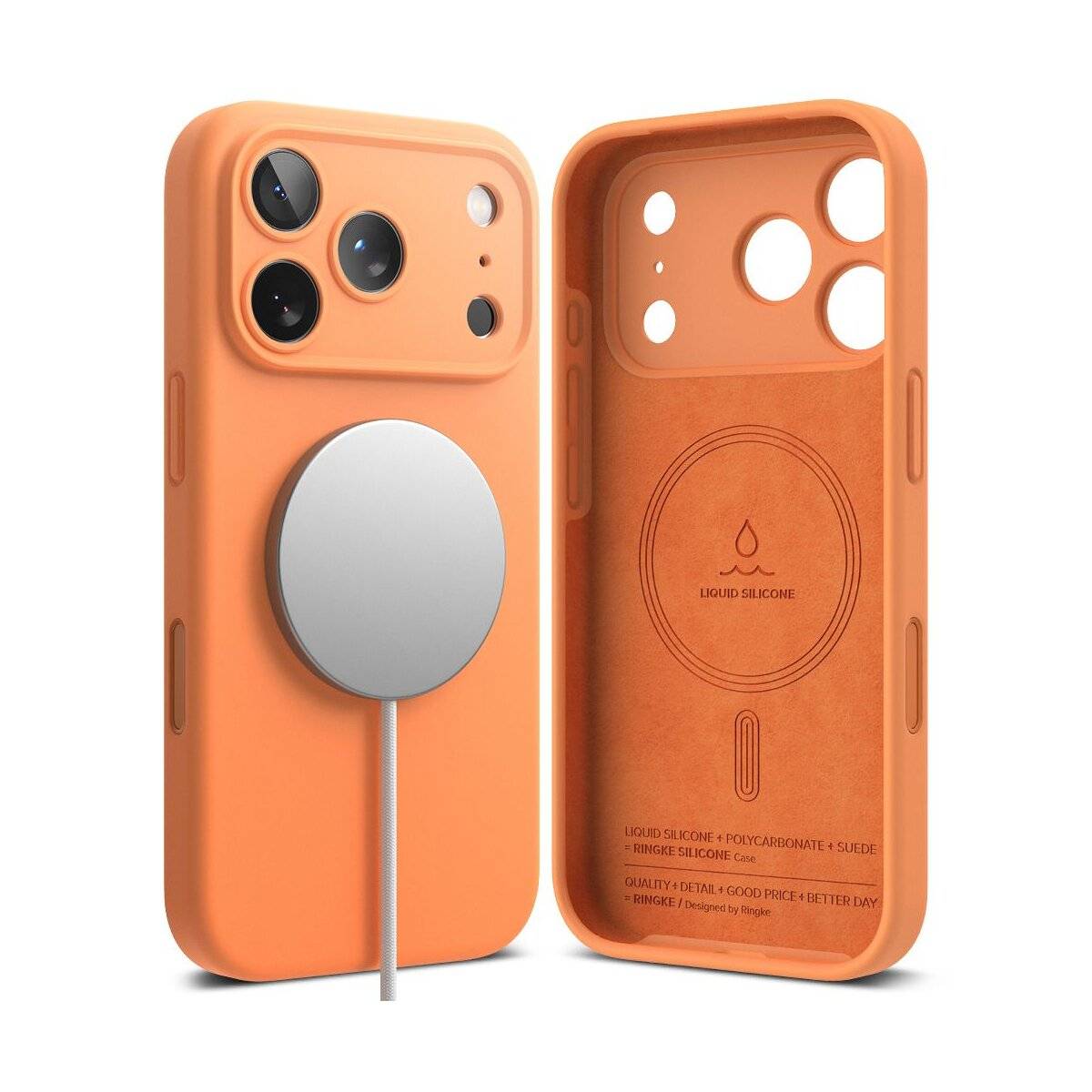 Ringke Silikon Magnetische magnetisch Hülle Kompatibel mit iPhone 17 Pro Max Orange-1