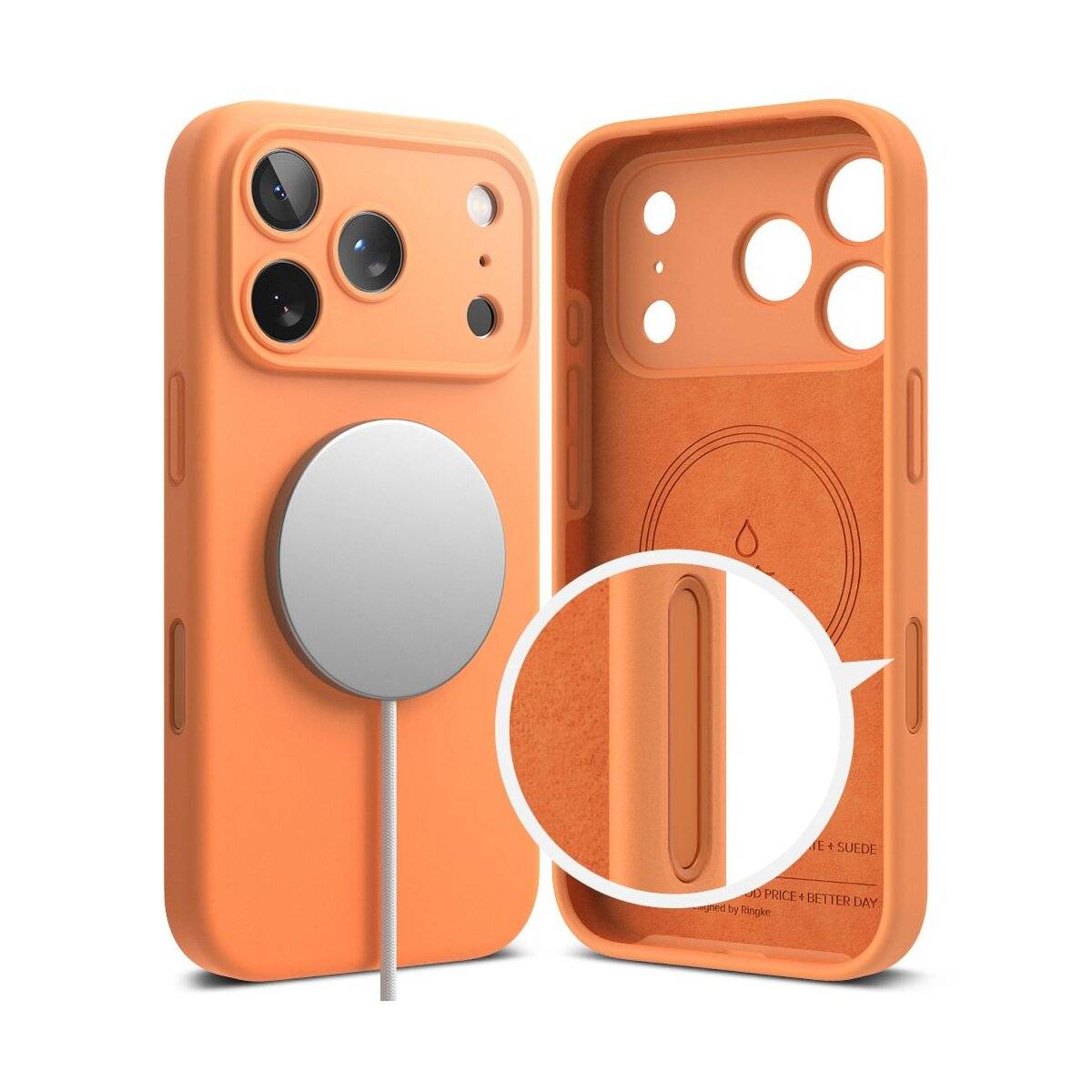 Ringke Silikon Magnetische magnetisch Hülle Kompatibel mit iPhone 17 Pro Max Orange-2