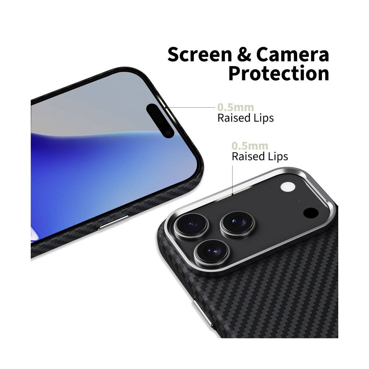 TechProtect Ion Carbon magnetisch Hülle Kompatibel mit iPhone 17 Pro Schwarz und Silber-1