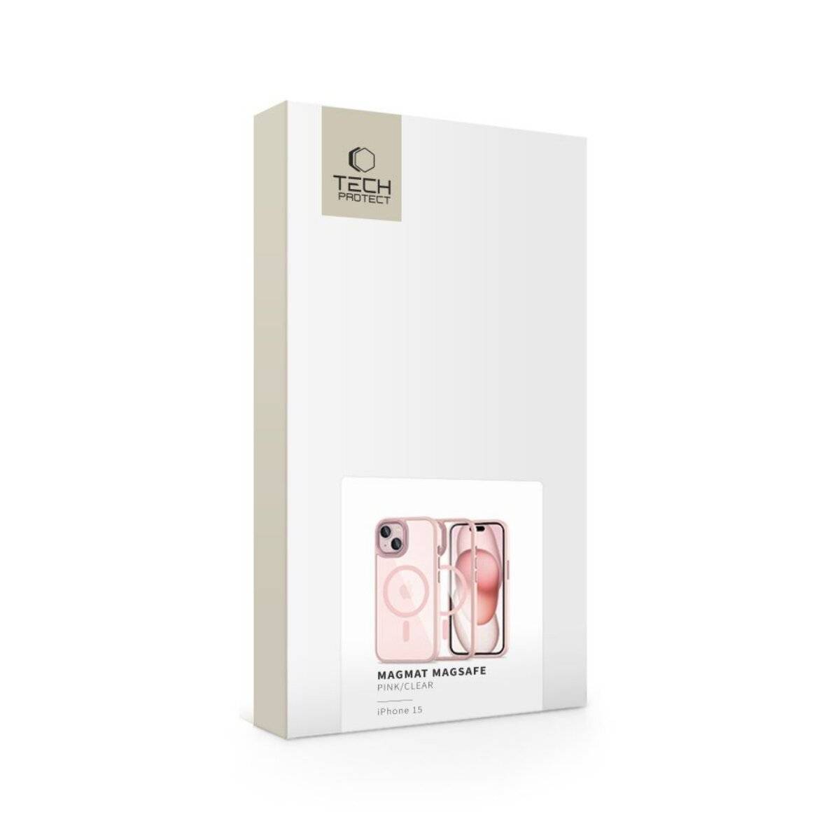TechProtect MagMat magnetisch Hülle Kompatibel mit iPhone 15 transparentes Rosa-2