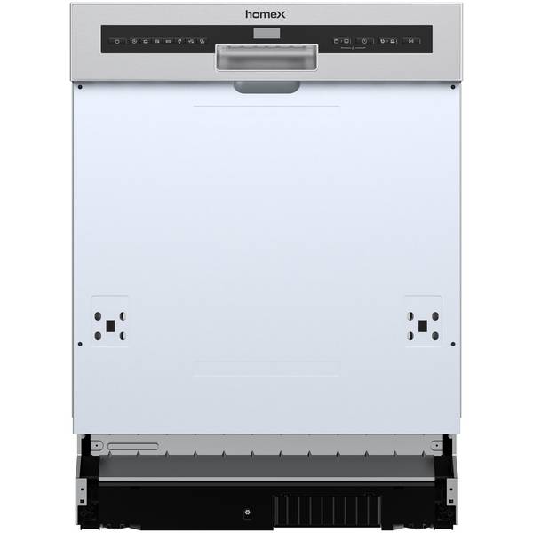 homeX Geschirrspüler 60 cm, Einbau Spülmaschine teilintegrierbar - 14 Maßgedecke, 7 Programme, AquaStop, DWSI601444C