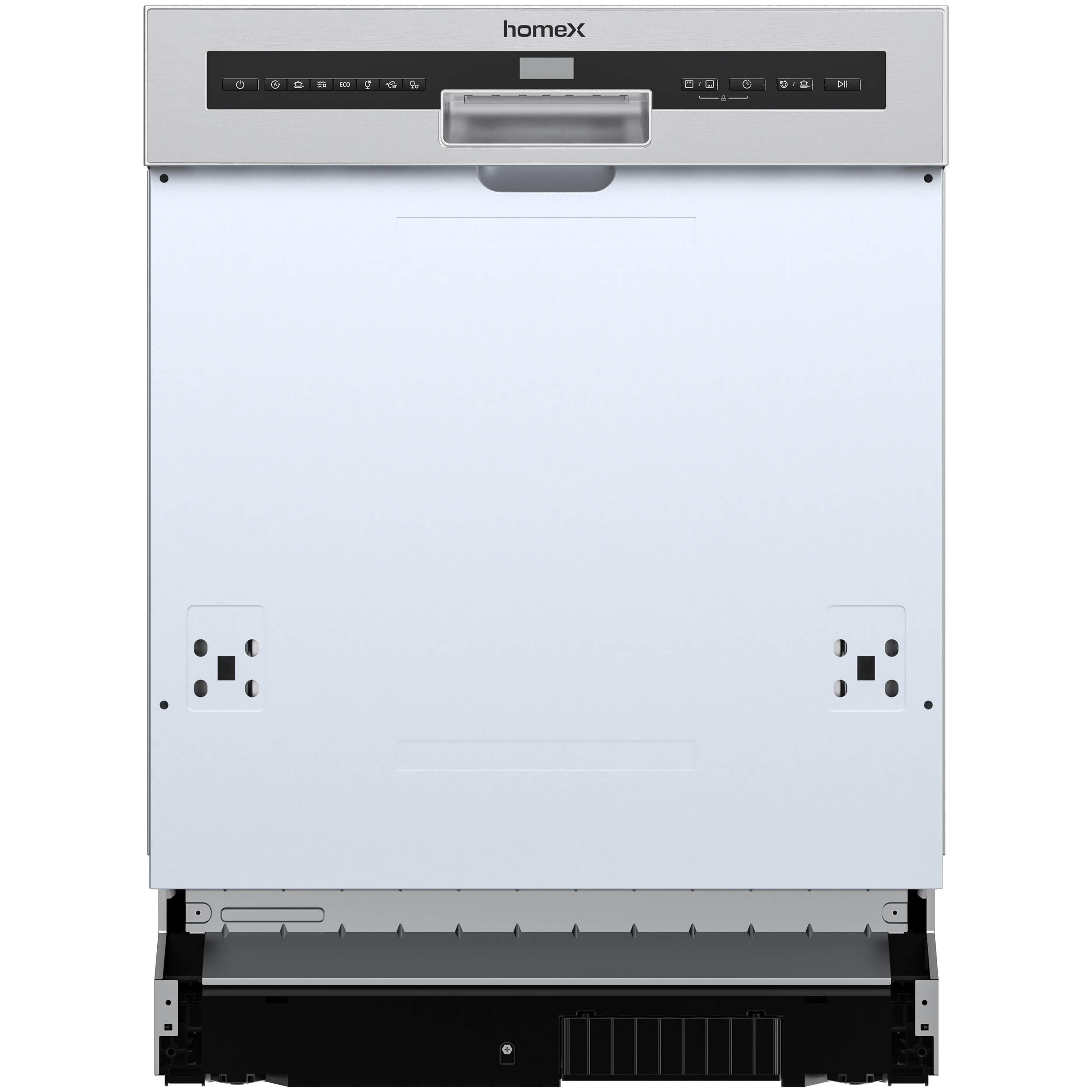 homeX Geschirrspüler 60 cm, Einbau Spülmaschine teilintegrierbar - 14 Maßgedecke, 7 Programme, AquaStop, DWSI601444C-0