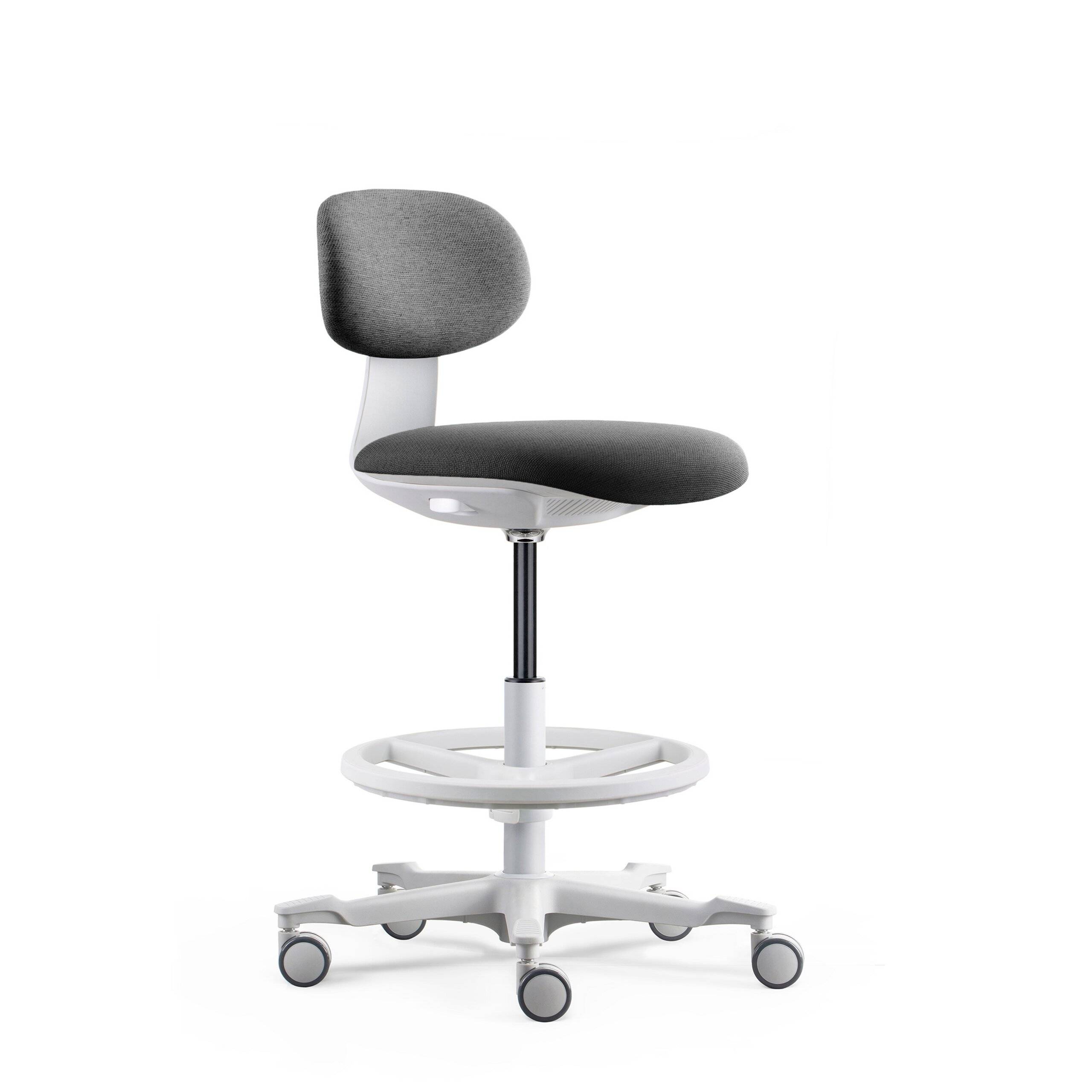 Arbeitsstuhl Counterstuhl WORK MF2 W Sitz Stoff Rücken Stoff dunkelgrau hjh OFFICE-0