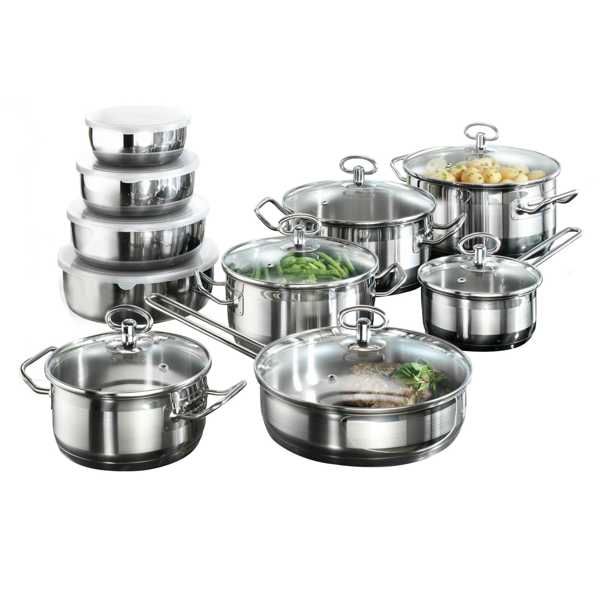 Karcher Topfset Jasmin (Edelstahl, 20-teilig, inkl. Glasdeckel und Edelstahl Schüssel Set, Induktion)-0