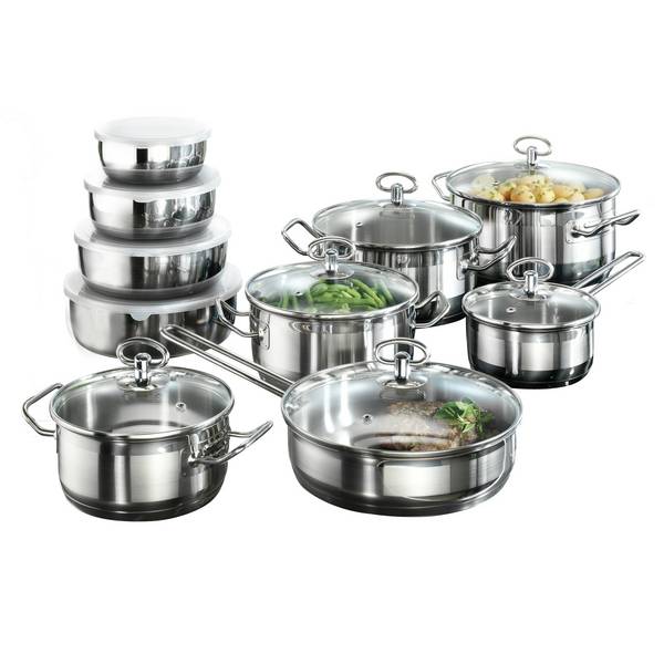 Karcher Topfset Jasmin (Edelstahl, 20-teilig, inkl. Glasdeckel und Edelstahl Schüssel Set, Induktion)