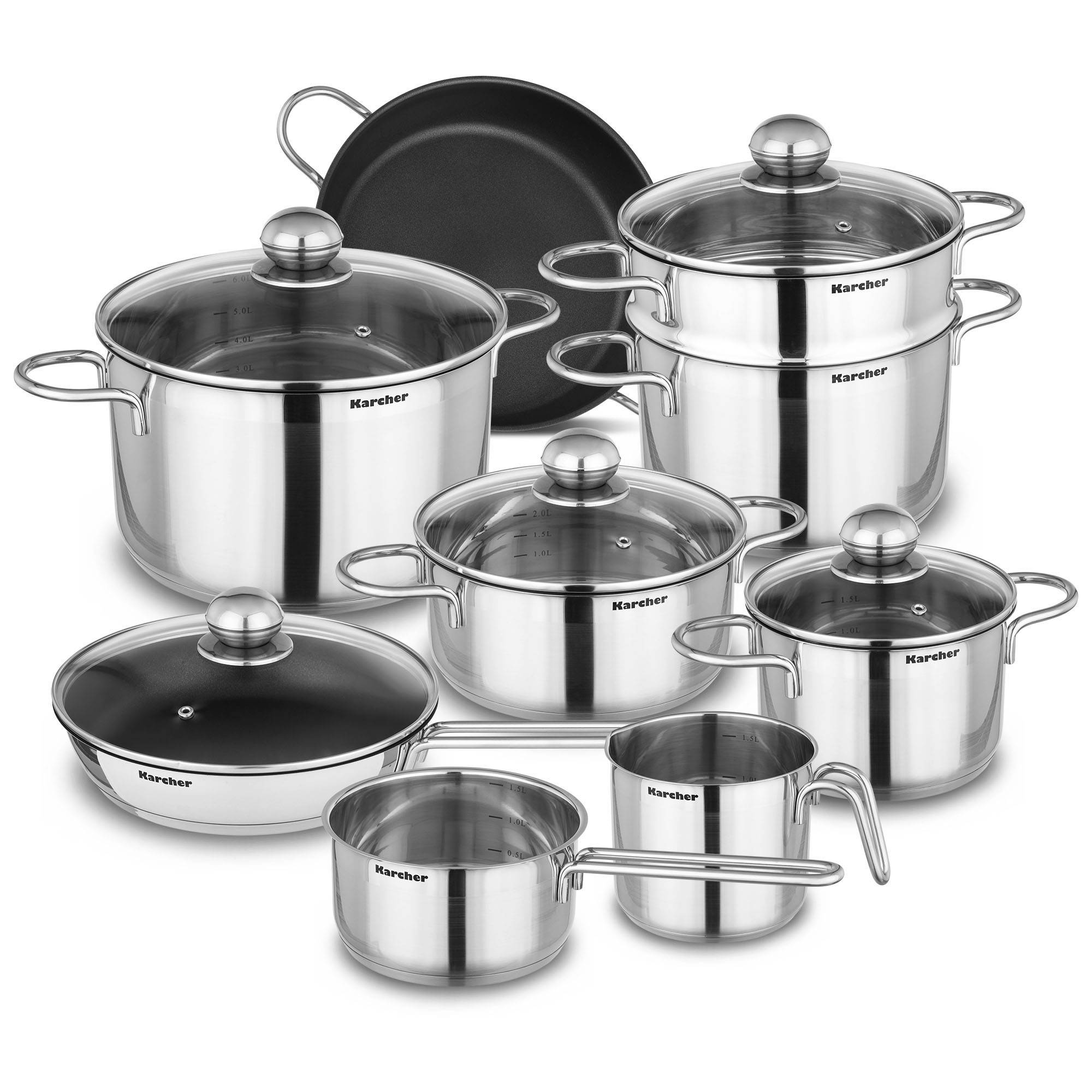 Karcher Topfset Jette (Edelstahl, 14-teilig, inkl. 5 Glasdeckel, Induktion)-0