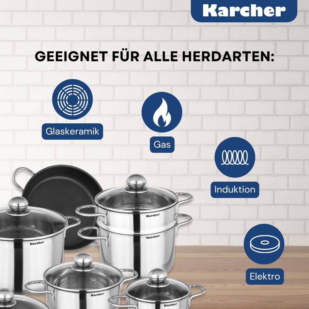 Karcher Topfset Jette (Edelstahl, 14-teilig, inkl. 5 Glasdeckel, Induktion)-3