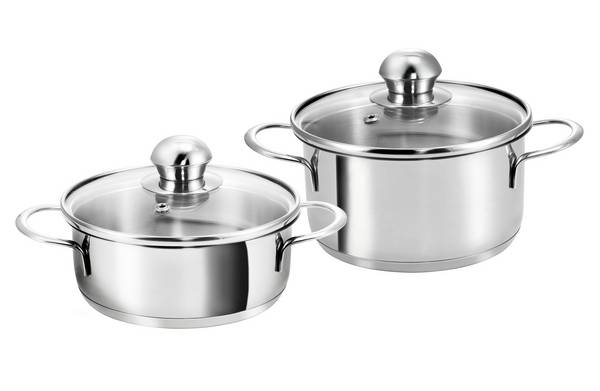 Kopf Mini Topfset Parvus (Edelstahl, 2-teilig, 14 + 14 cm, inkl. Glasdeckel, Induktion)