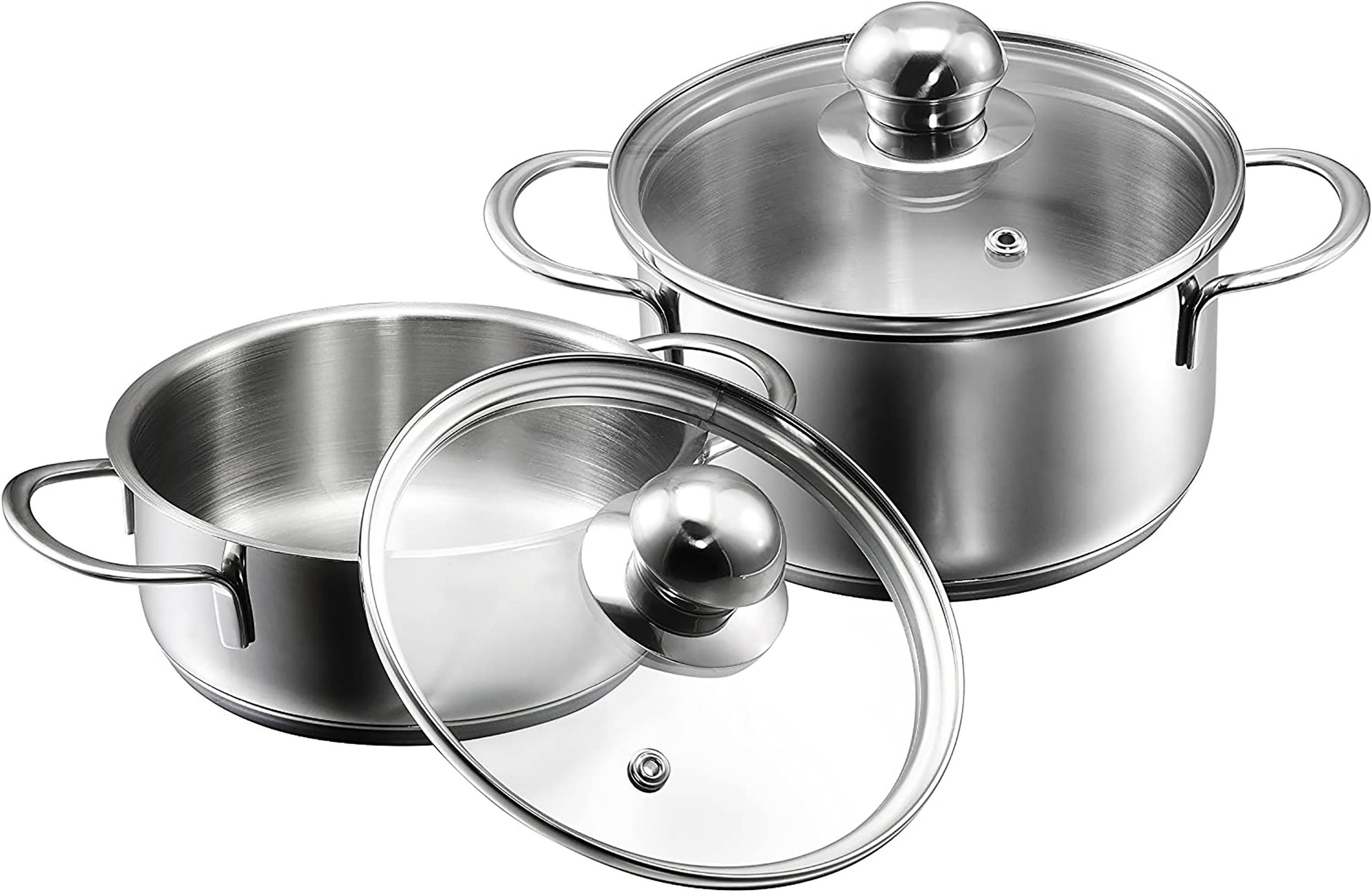 Kopf Mini Topfset Parvus (Edelstahl, 2-teilig, 14 + 14 cm, inkl. Glasdeckel, Induktion)-1