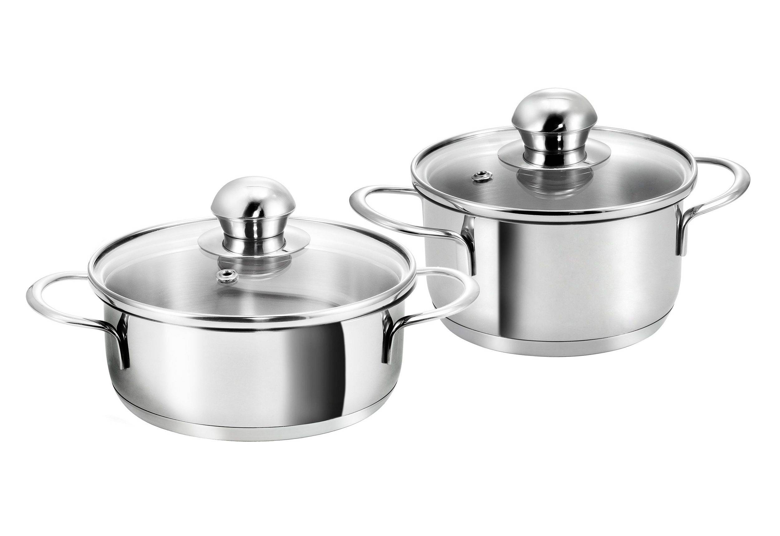 Kopf Mini Topfset Parvus (Edelstahl, 2-teilig, 12 + 14 cm, inkl. Glasdeckel, Induktion)-0