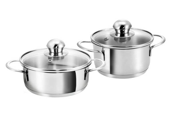 Kopf Mini Topfset Parvus (Edelstahl, 2-teilig, 12 + 14 cm, inkl. Glasdeckel, Induktion)