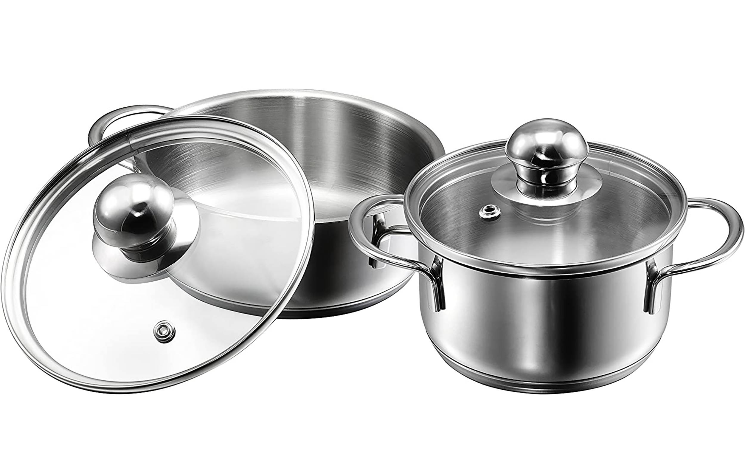 Kopf Mini Topfset Parvus (Edelstahl, 2-teilig, 12 + 14 cm, inkl. Glasdeckel, Induktion)-2