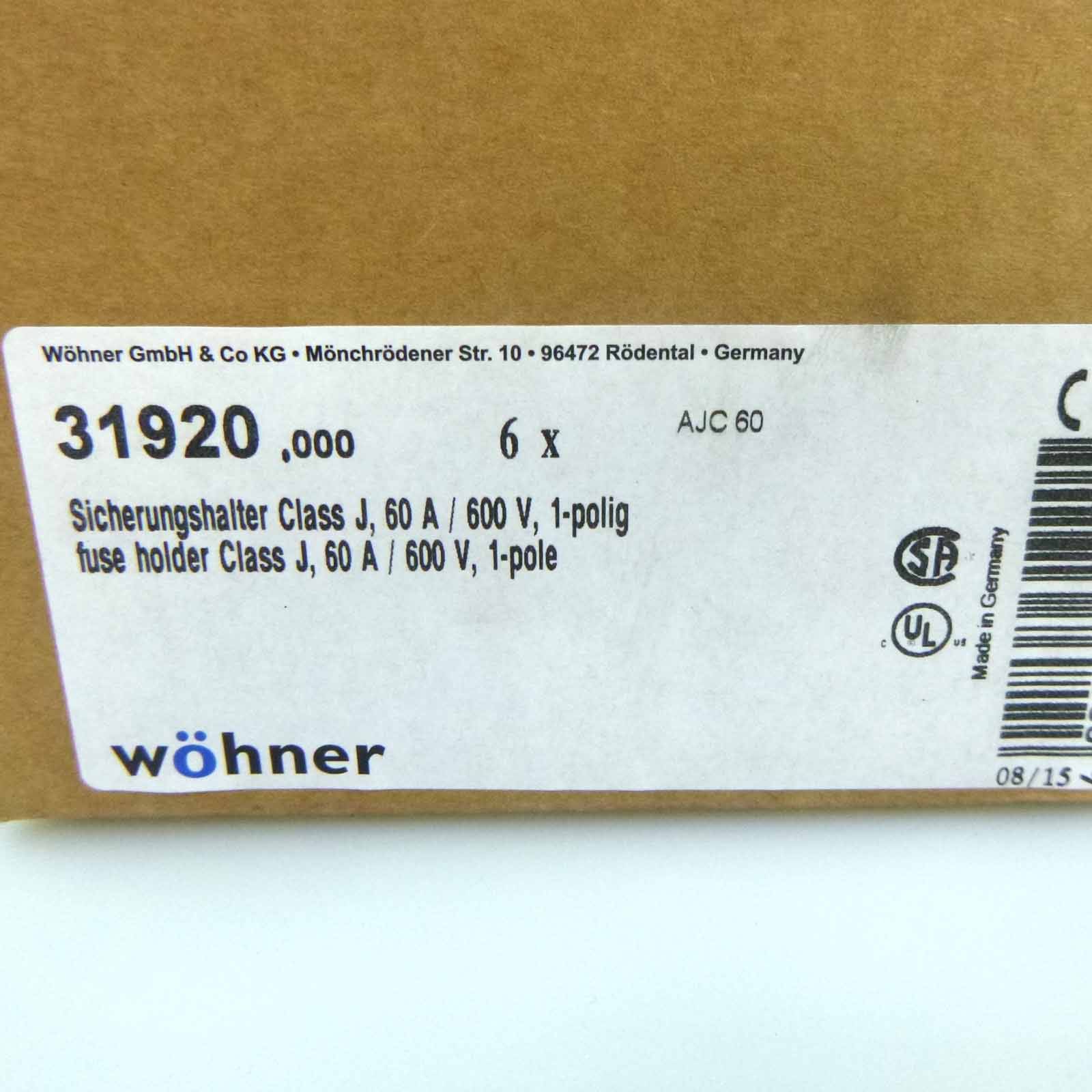 Wöhner Sicherrungshalter 31920 6A, 600V (6Stk) OVP-4