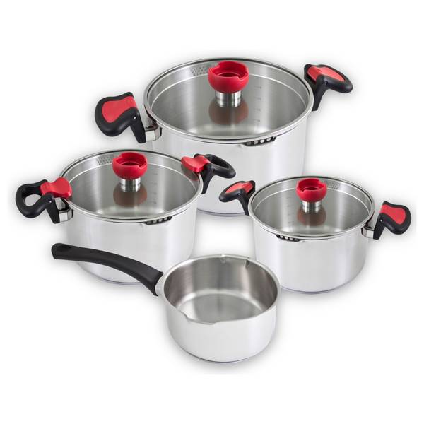 KOPF Nelo Topfset (7-teilig, Edelstahl, Induktion, mit intelligenter Abgießhilfe)
