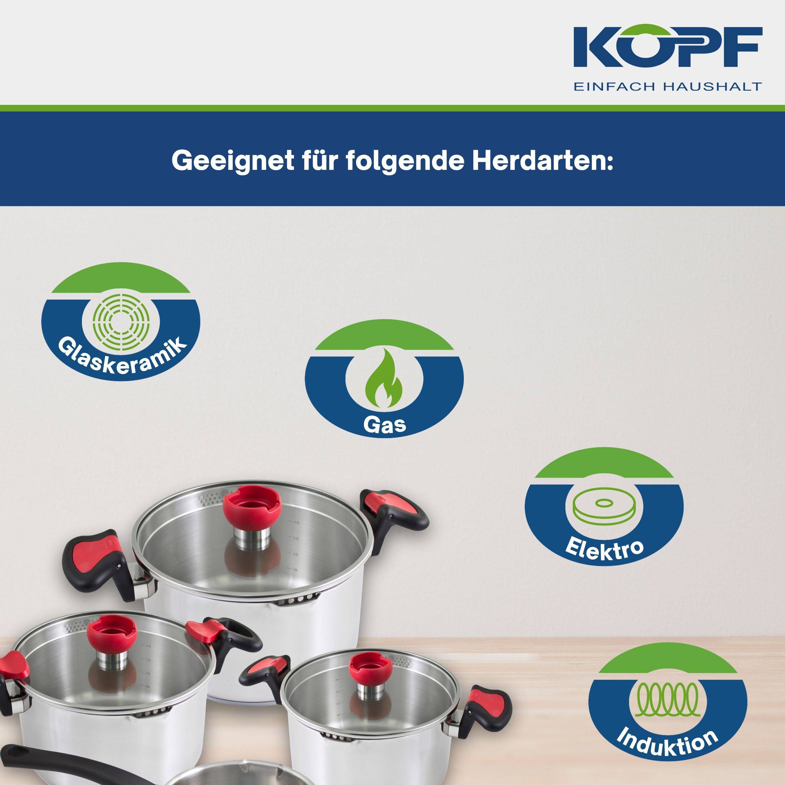 KOPF Nelo Topfset (7-teilig, Edelstahl, Induktion, mit intelligenter Abgießhilfe)-3