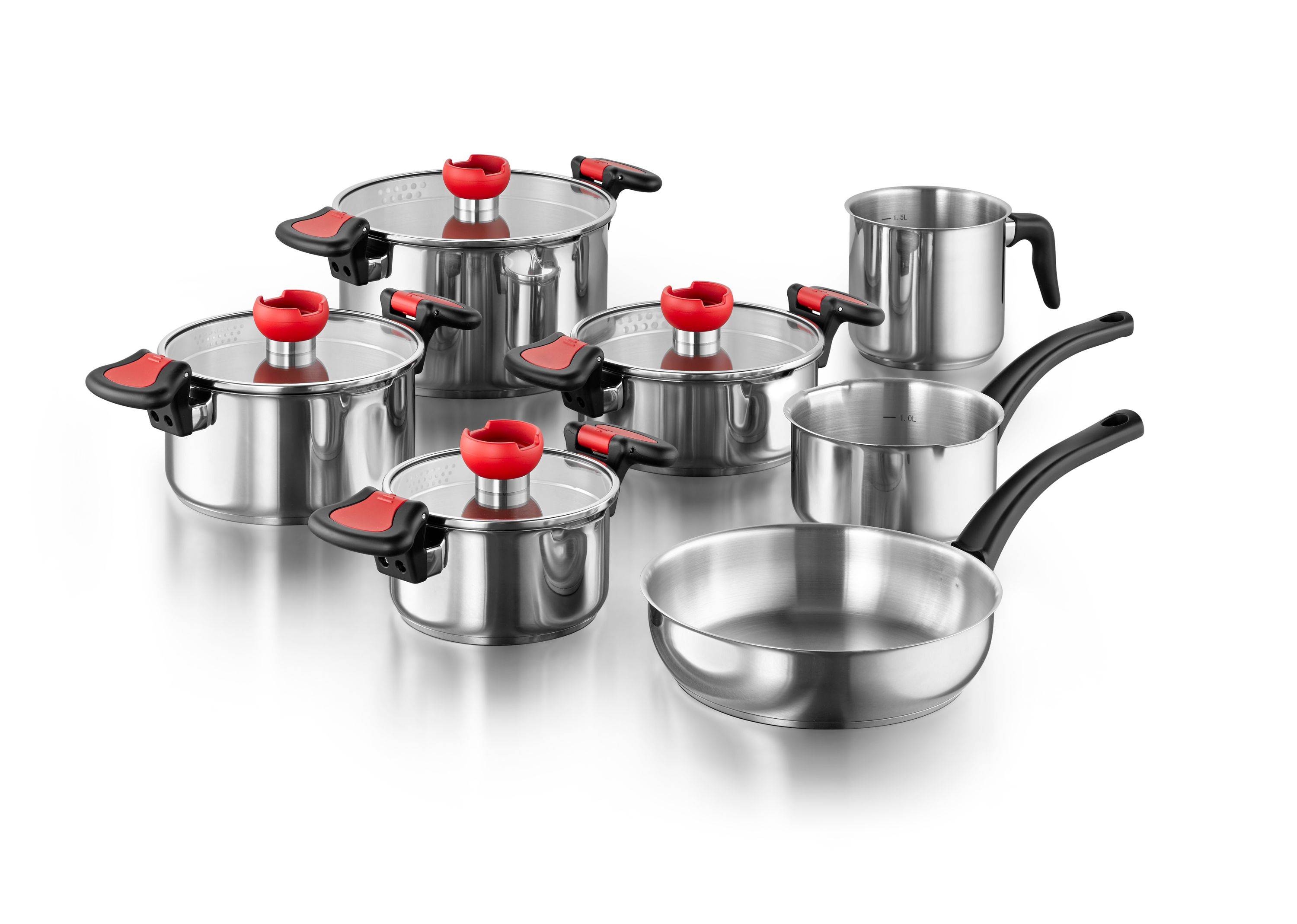 KOPF Topfset Nelo (11-teilig, Edelstahl, Induktion, mit intelligenter Abgießhilfe)-0