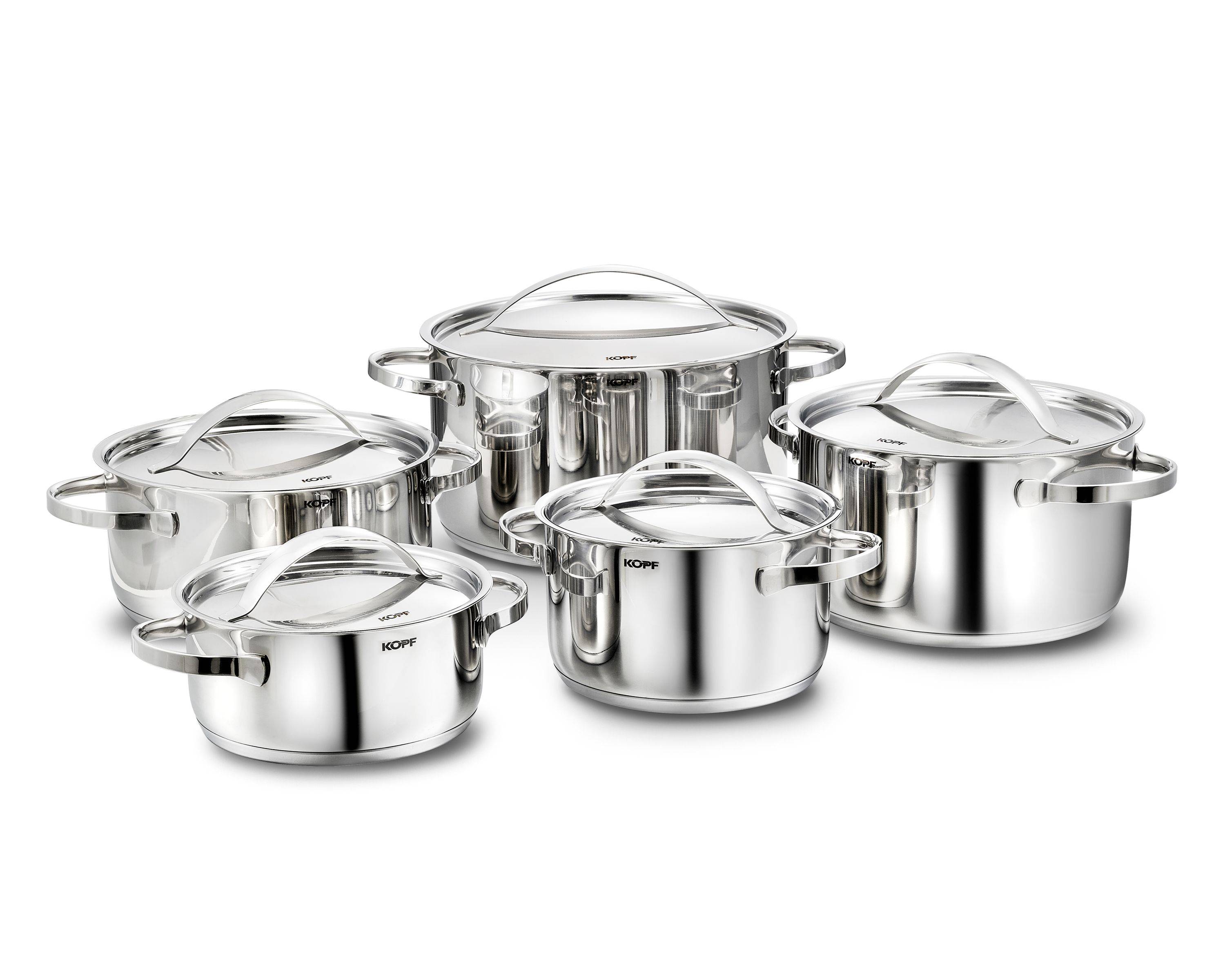 Kopf Topfset Stilo (Edelstahl, 10-teilig, inkl. 5 Deckel, Induktion)-0