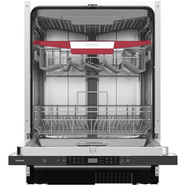 homeX Geschirrspüler 60 cm, Einbau Spülmaschine vollintegrierbar - 14 Maßgedecke, 8 Programme, AquaStop, DWFI601444C