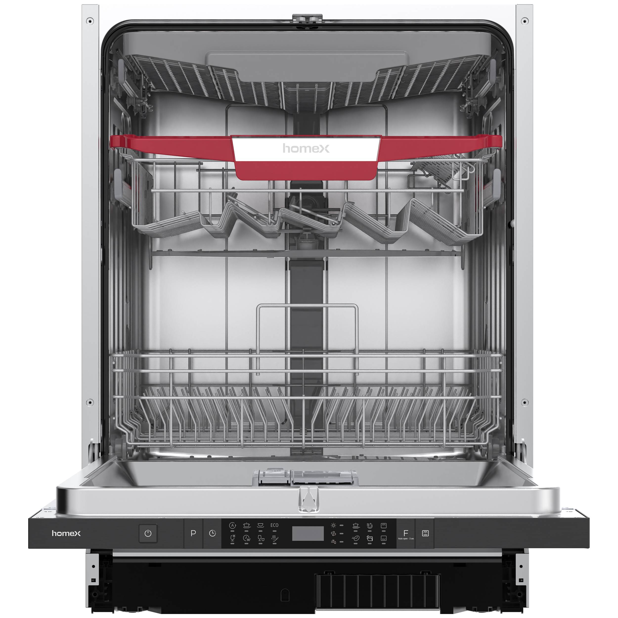 homeX Geschirrspüler 60 cm, Einbau Spülmaschine vollintegrierbar - 14 Maßgedecke, 8 Programme, AquaStop, DWFI601444C-0