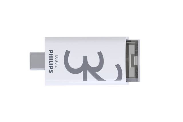Philips Click, 32 GB, USB Typ-C, 3.2 Gen 1 (3.1 Gen 1), 120 MB/s, Kappe, Transparent, Weiß-4