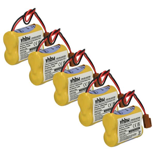 vhbw 5x Akku kompatibel mit GE Fanuc Beta SVU Amplifier PLC | Programmable Logic Controller (2200 mAh, 6 V, Li-MnO2)