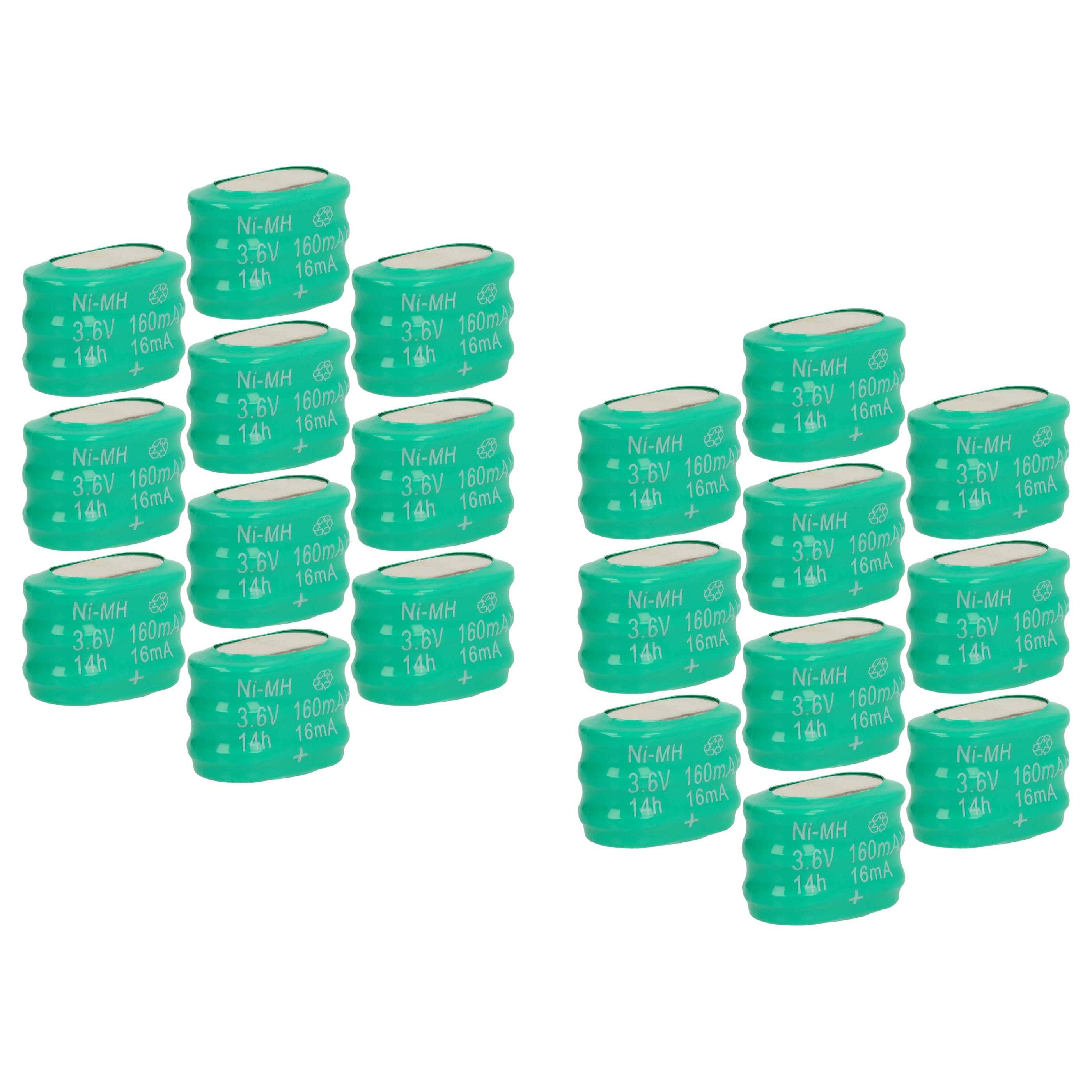 vhbw 20x NiMH Ersatz Knopfzellen-Akku Typ 3/V150H 150mAh 3,6V kompatibel mit Modellbau-Akkus, Solar-Leuchten uvm.-0
