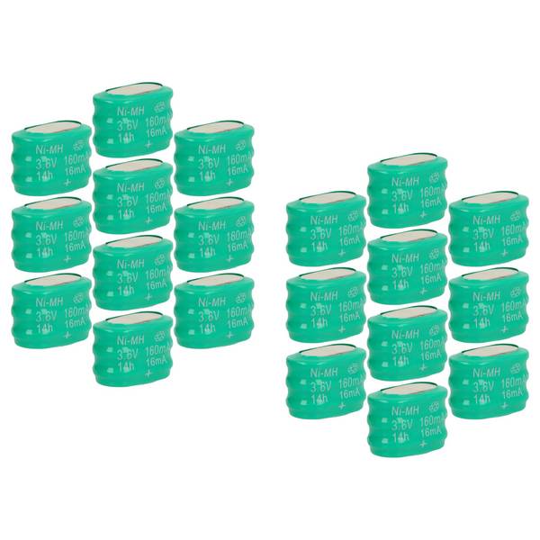 vhbw 20x NiMH Ersatz Knopfzellen-Akku Typ 3/V150H 150mAh 3,6V kompatibel mit Modellbau-Akkus, Solar-Leuchten uvm.