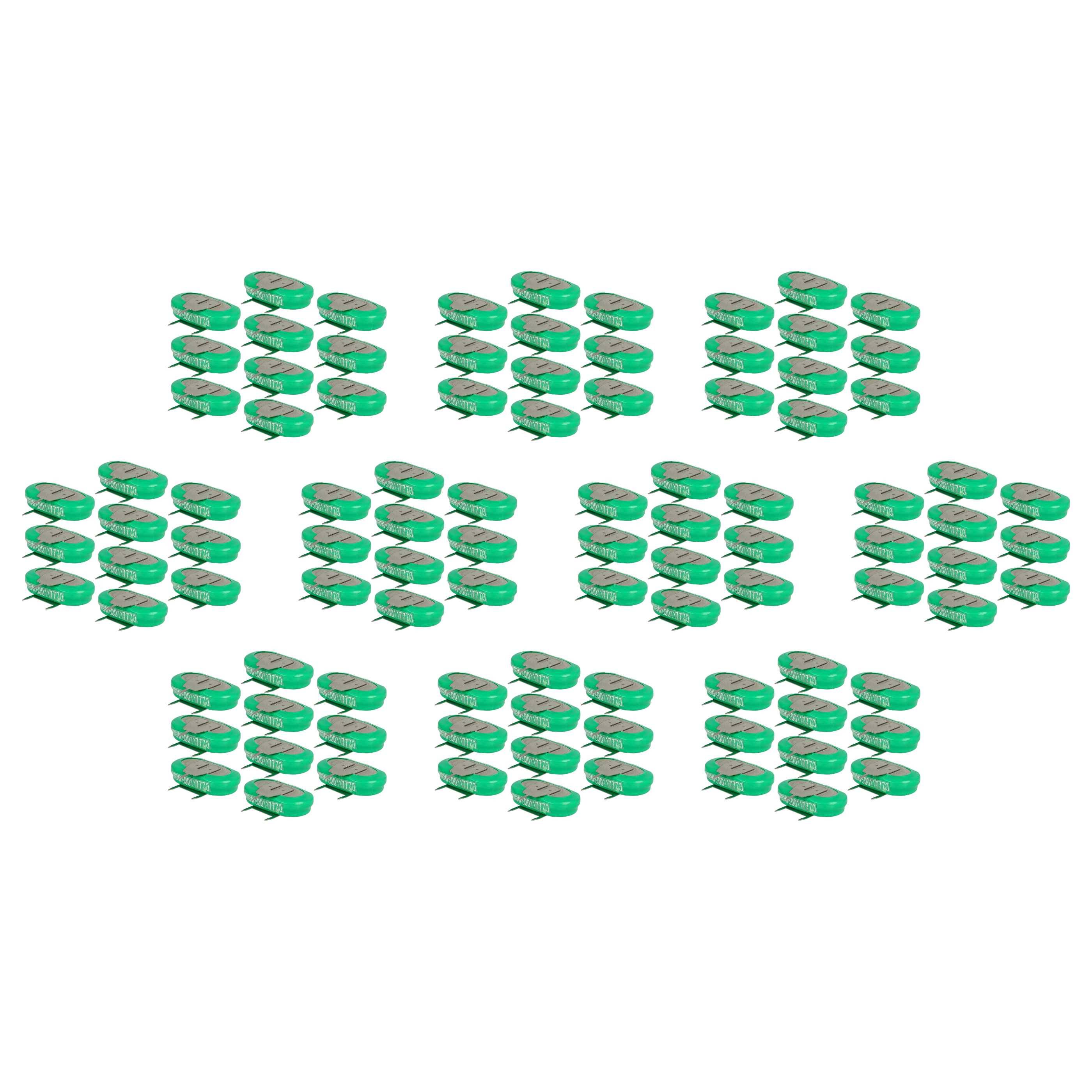 vhbw 100x NiMH Ersatz Knopfzellen-Akku Typ 1/V150H 3-Pins 150mAh 1,2V kompatibel mit Modellbau-Akkus, Solar-Leuchten-0
