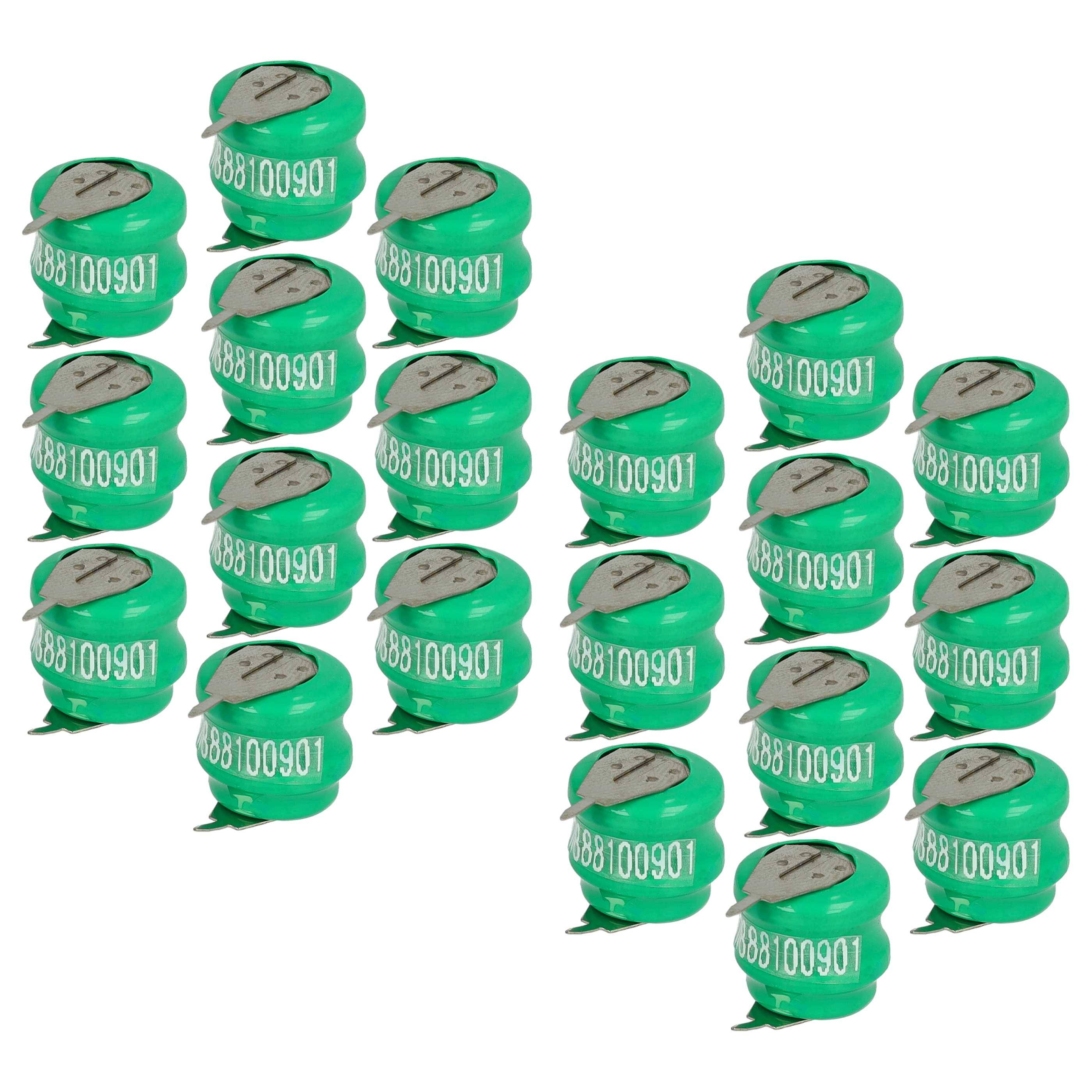 vhbw 20x NiMH Ersatz Knopfzellen-Akku Typ V40H 2-Pins 40mAh 2,4V kompatibel mit Modellbau-Akkus, Solar-Leuchten uvm.-0