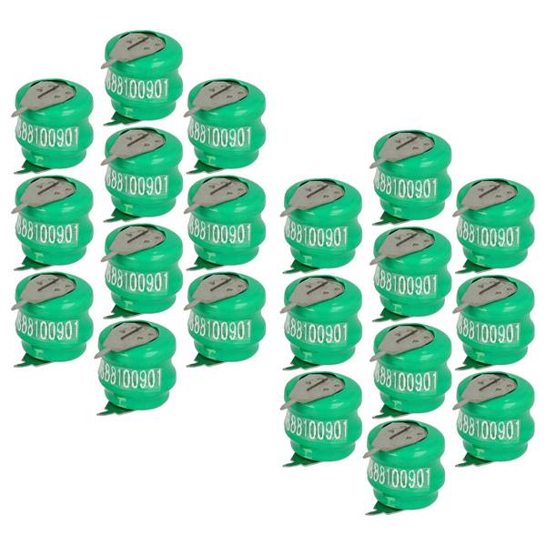 vhbw 20x NiMH Ersatz Knopfzellen-Akku Typ V40H 2-Pins 40mAh 2,4V kompatibel mit Modellbau-Akkus, Solar-Leuchten uvm.