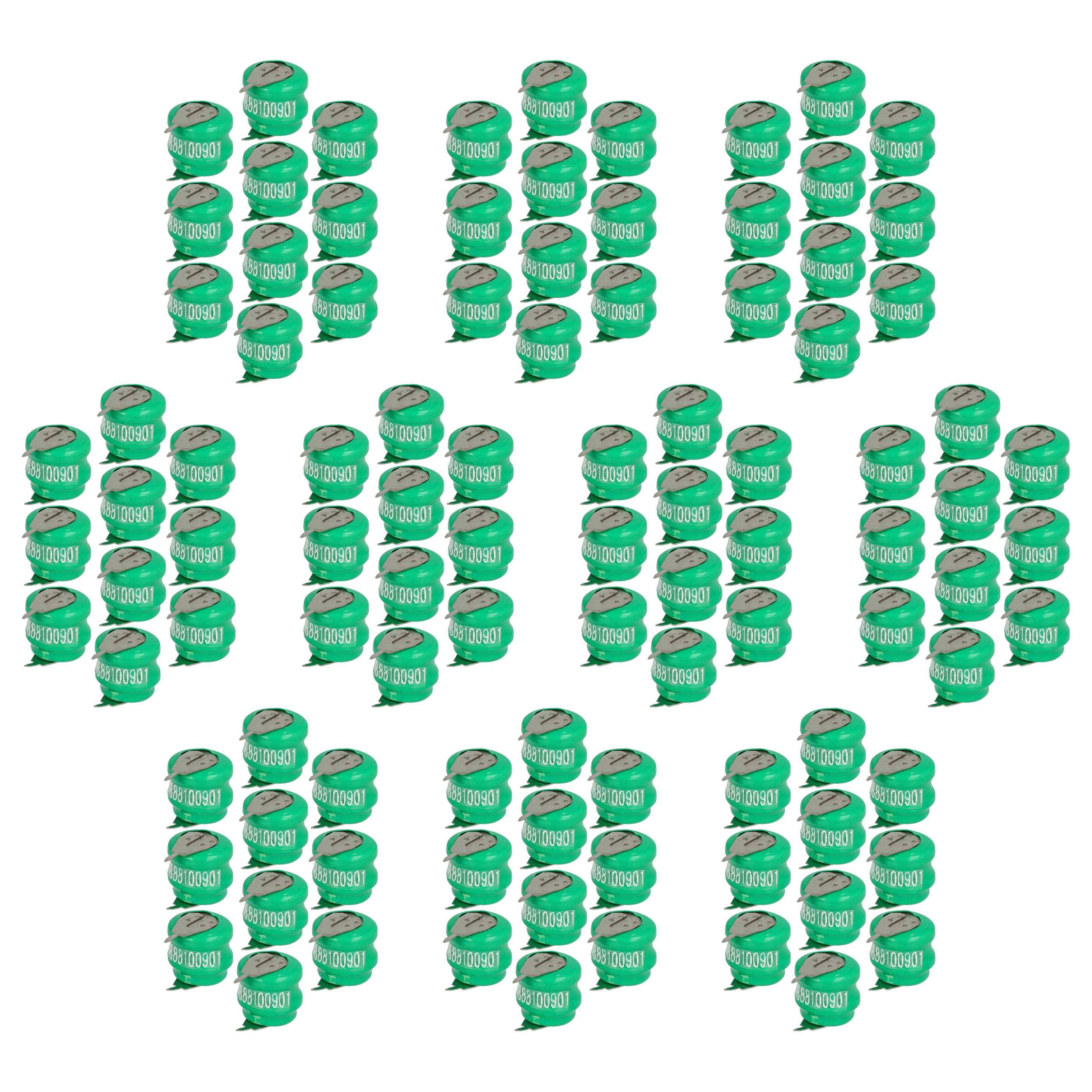 vhbw 100x NiMH Ersatz Knopfzellen-Akku Typ V40H 2-Pins 40mAh 2,4V kompatibel mit Modellbau-Akkus, Solar-Leuchten uvm.-0
