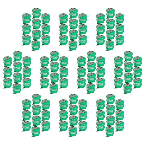 vhbw 100x NiMH Ersatz Knopfzellen-Akku Typ V40H 2-Pins 40mAh 2,4V kompatibel mit Modellbau-Akkus, Solar-Leuchten uvm.