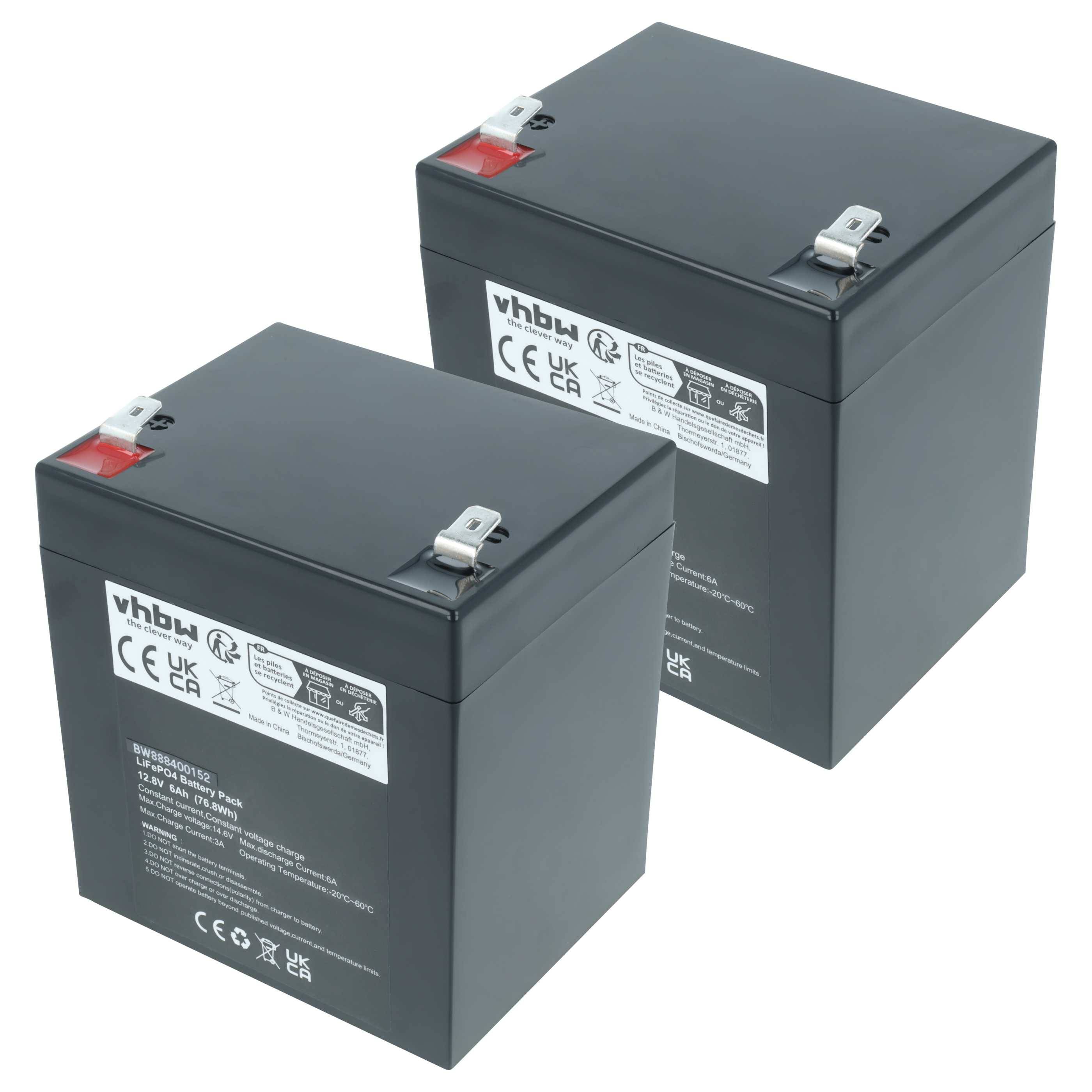 vhbw 2x Akku kompatibel mit APC Smart-UPS RT SURTD3000RMXLI | DLA2200RMI2U Lautsprecher Boxen Speaker (6 Ah, 12,8 V-0